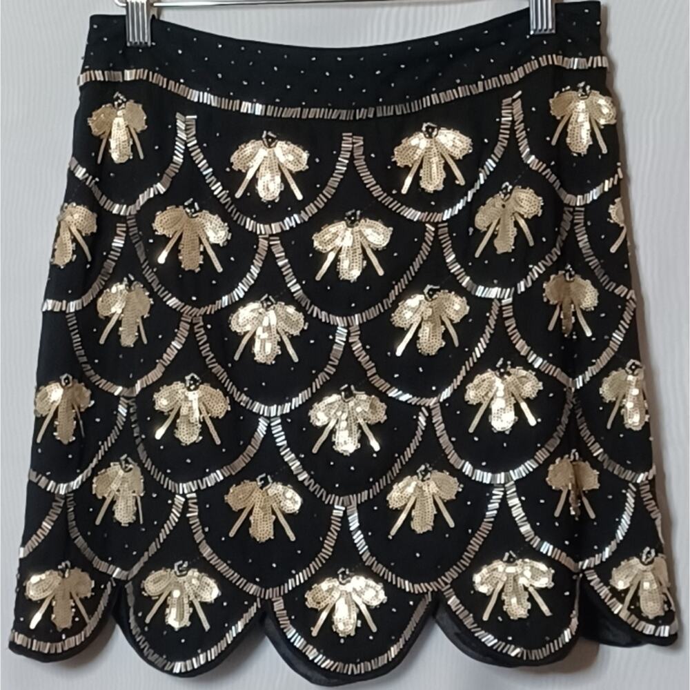 Moon  Women's Black Mini Skirt Sequins and Beads. Size M